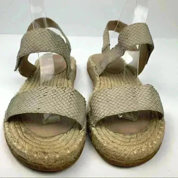 Eileen Fisher sandals size 10 taupe leather snakeskin embossed Espadrilles - Picture 3 of 12